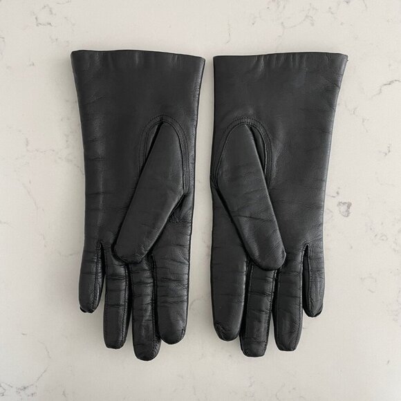 Hudson's Bay Outdoor Classic Leather Fur Lined Gloves Black + Cream Sz OS NWOT - Picture 6 of 7